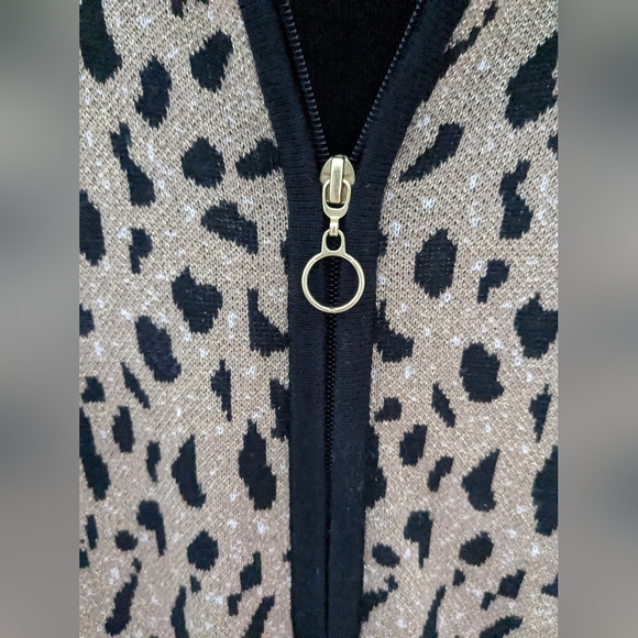 Vintage Tanjay Animal Print Full Zip Sweater Cardigan Size M - Picture 6 of 7